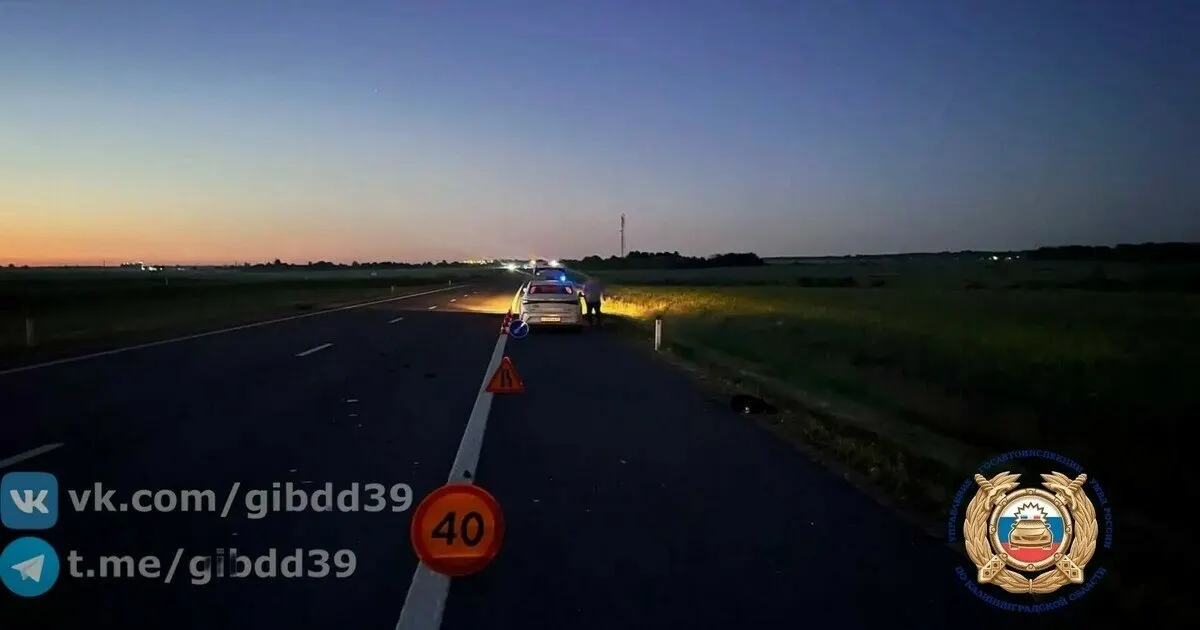 Ночью на 26,2 км трассы легковой автомобиль наехал на мужчину, который шел по проезжей части; пострадавшего госпитализировали, проводится проверка обстоятельств ДТП.