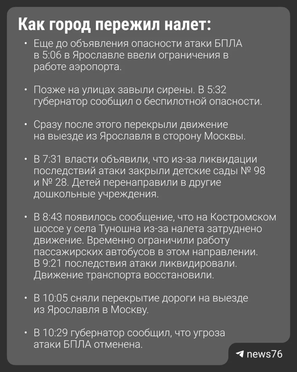 В Ярославле произошла атака беспилотников: погиб один человек и 27 пострадали; на город налетели 67 БПЛА.