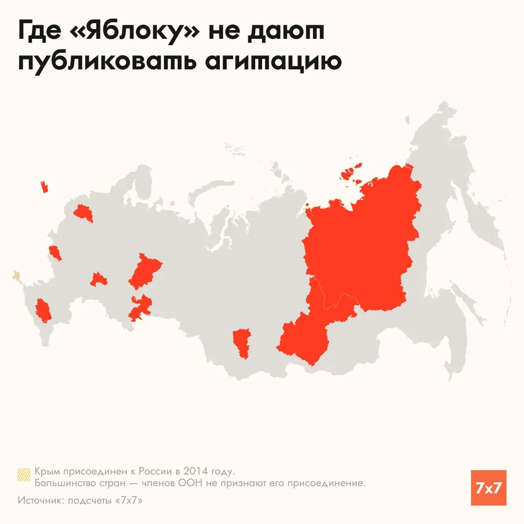 Кандидаты по одномандатным округам от Яблока в региональные парламенты сталкиваются с отказами и препятствиями на размещение агитации и партийной программы в десяти регионах.