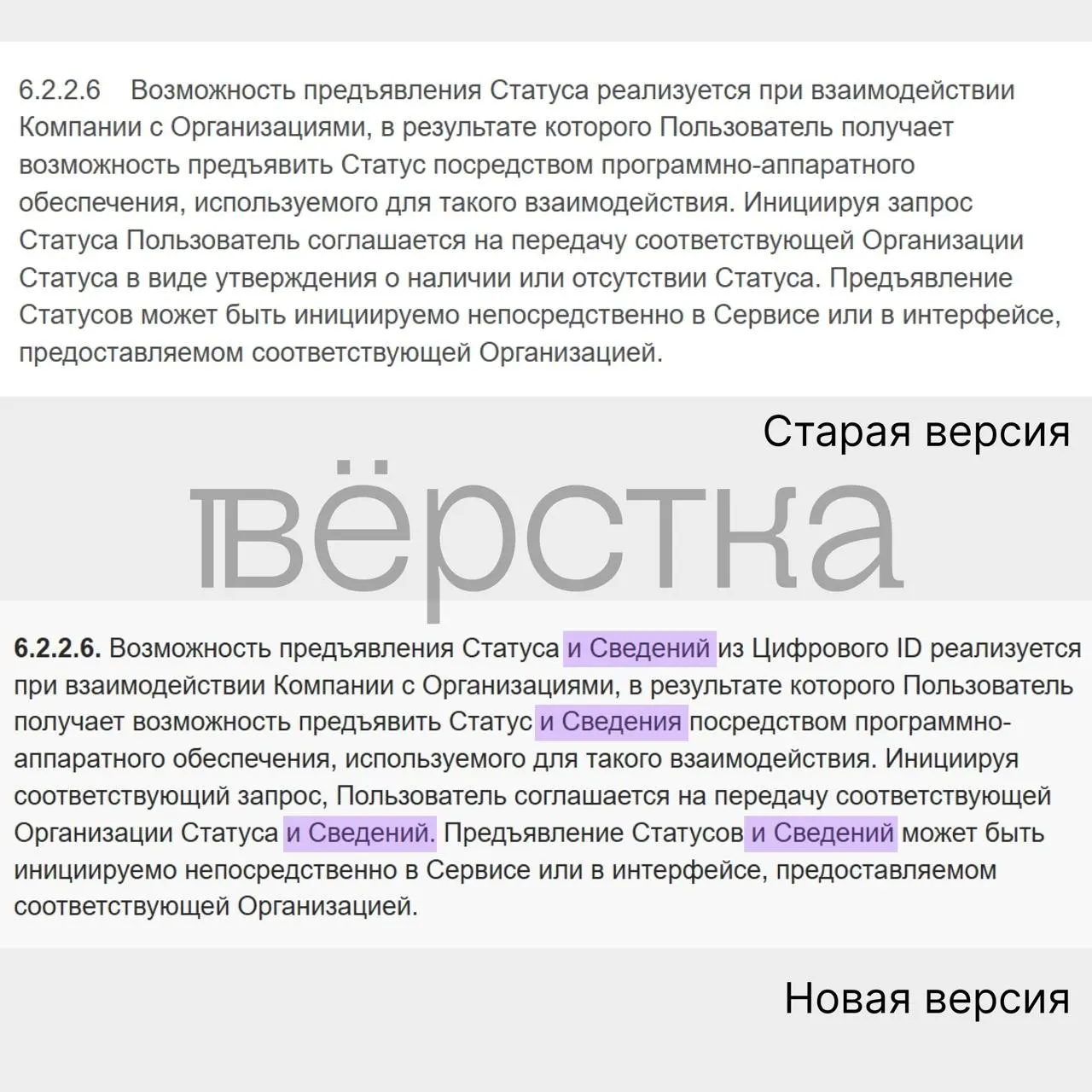 В новой редакции соглашения описано расширение перечня передаваемой информации, включая сведения из документов, удостоверяющих личность, что вступает в силу с сентября.